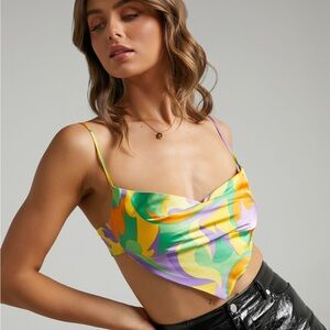 DANIELLE BERNSTEIN by WEWOREWHAT Saved by the Bell Cowl Top in Multi